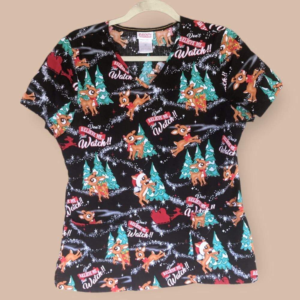 Rudolph Christmas Scrub Size Medium